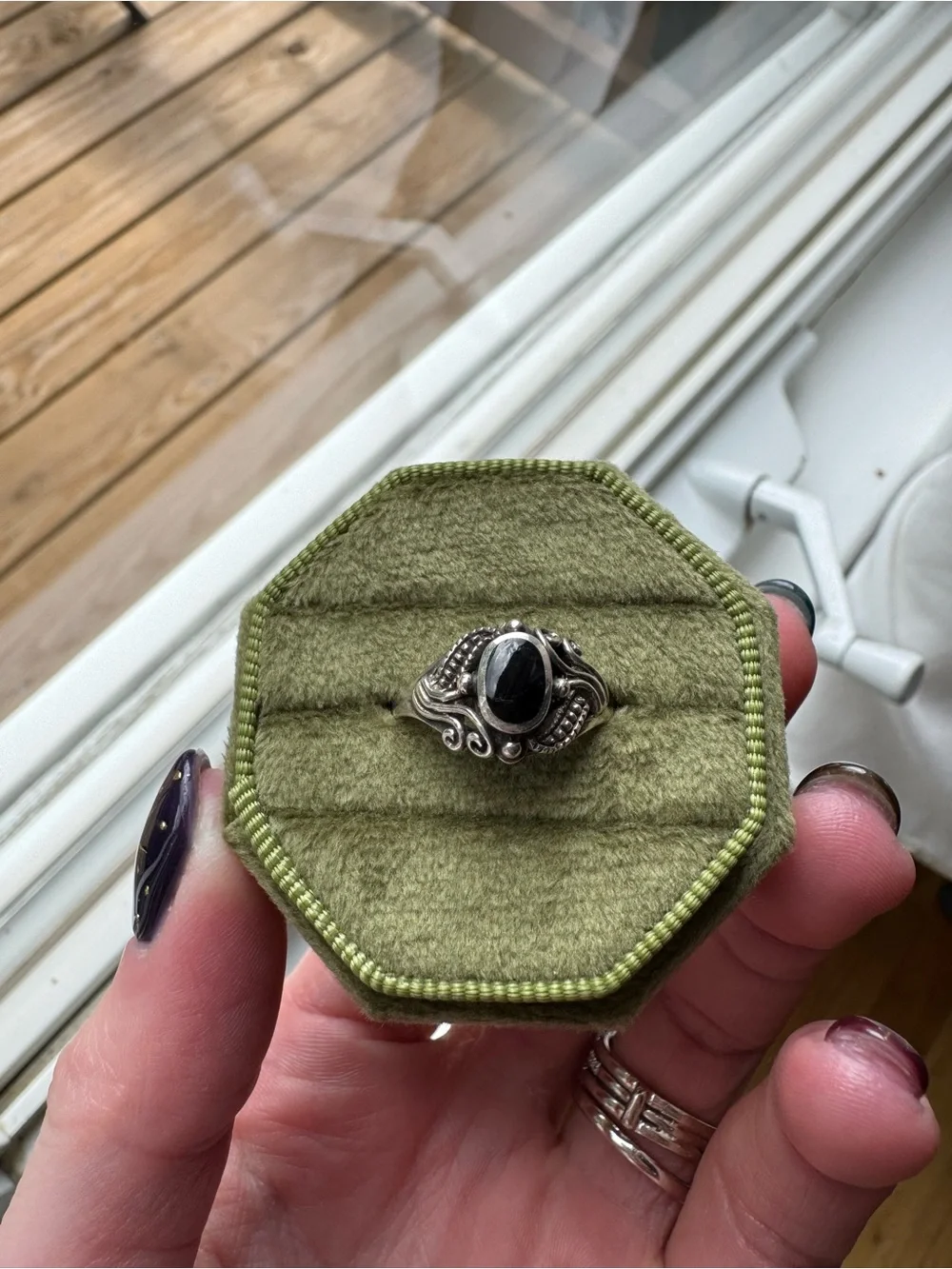 Sterling Silver Black Onyx- Size 7.5